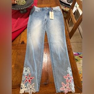 DRIFTWOOD Light Blue Jeans with Red and Blue Embroidery